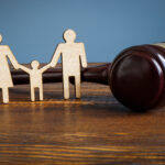 Family law. Figures and gavel.