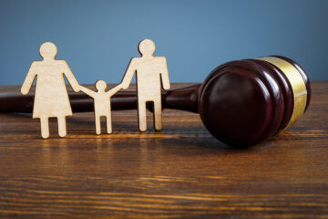 Family law. Figures and gavel.