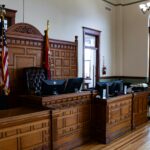 Courtroom with American Flags in USA